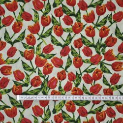 Piros tulipánok pamutvászon