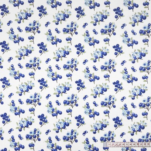 Áfonya kék virággal mintás pamutvászon