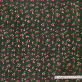 Apró virágok zöld alapon pamutvászon