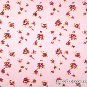 Rózsa rózsaszín alapon pamutvászon