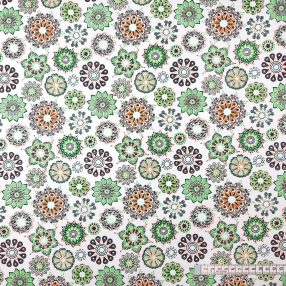 Mandala fehér alapon zöld pamutvászon