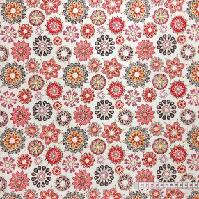 Mandala fehér alapon terrakotta pamutvászon