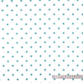 Csillagos (fehér alapon türkiz) pamutvászon