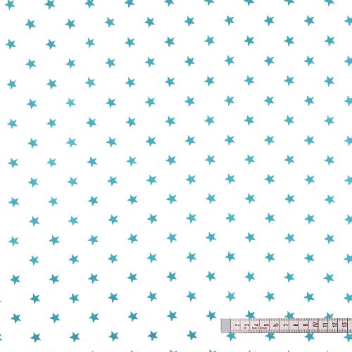 Csillagos (fehér alapon türkiz) pamutvászon