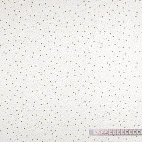 Mini Csillagok (arany és bézs) fehér alapon pamutvászon