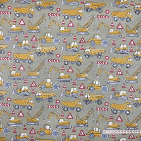 Sárga útépítő gépek (keki) pamutvászon