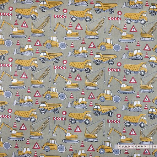 Sárga útépítő gépek (keki) pamutvászon