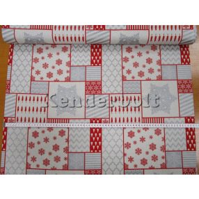 Csillogós karácsonyi dekorszövet 4. (piros)