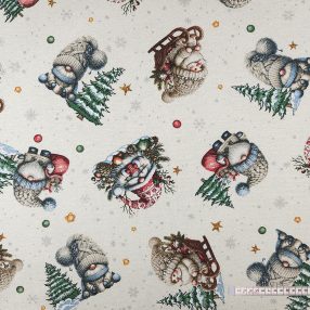 Csillogó ünnepi manóvilág dekorszövet