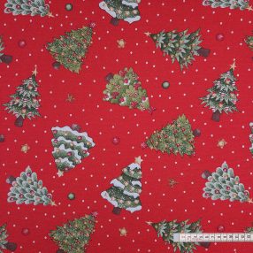 Karácsonyfák Tánca piros alapon dekorszövet