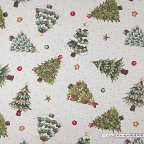 Karácsonyfák Tánca bézs alapon dekorszövet