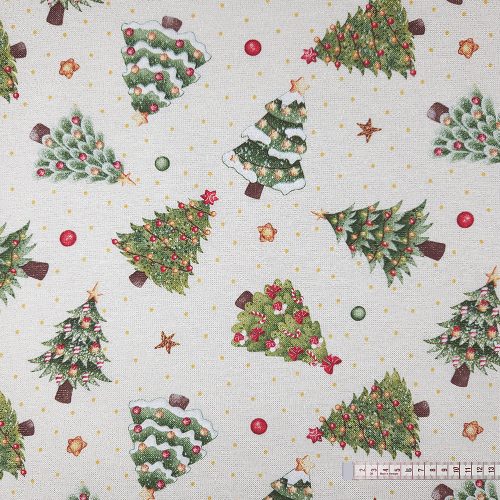 Karácsonyfák Tánca bézs alapon dekorszövet