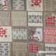 Skandináv karácsonyi patchwork  (bézs és piros) dekorszövet