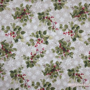 Hópehely és magyal karácsonyi dekorszövet