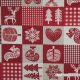 Téli patchwork mesevilág (piros) karácsonyi dekorszövet
