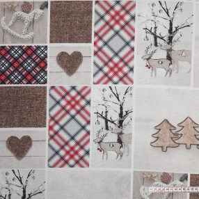 Rénszarvasos patchwork karácsonyi dekorszövet