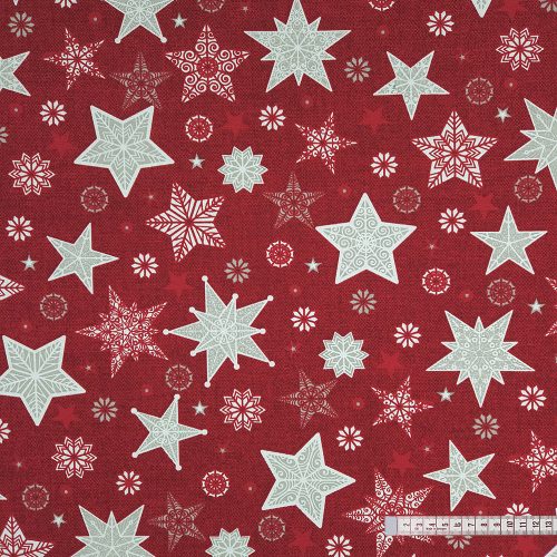Piros téli csillagvarázs karácsonyi dekorszövet