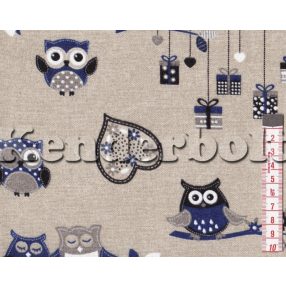 Baglyok (kék) dekorszövet