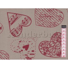 Mintás szívek (bordó) dekorszövet