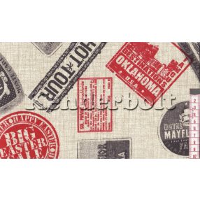 Bus tour (piros) dekorszövet