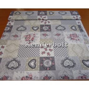 Vintage LOVE (szürke, rózsaszín) dekorszövet