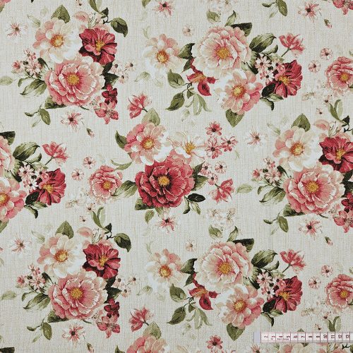 Rózsaszín nagy rózsás dekorszövet