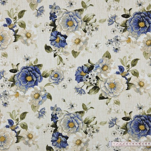 Kék nagy rózsás dekorszövet