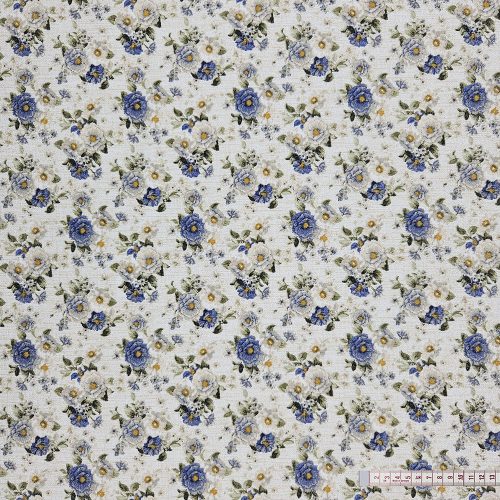 Kék apró rózsás dekorszövet