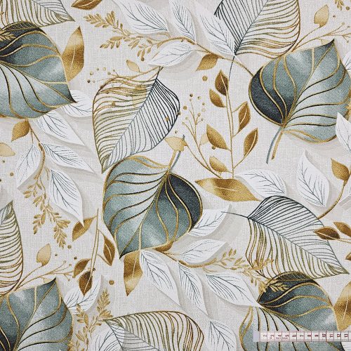 Zöld leveles dekorszövet