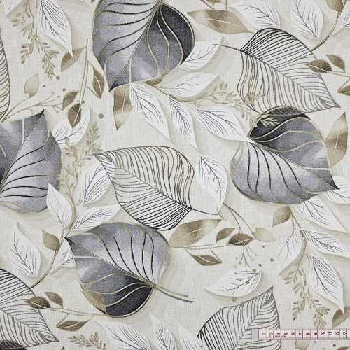 Szürke leveles dekorszövet