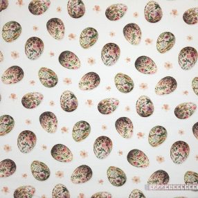 Virágos tojások fehér alapon dekorszövet