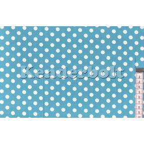 Kék, türkiz (5 mm) pöttyös pamutvászon
