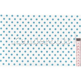 Kék, türkiz fordított (5 mm) pöttyös pamutvászon
