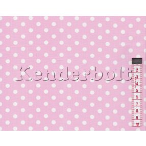 Rózsaszín, baba (5 mm) pöttyös pamutvászon