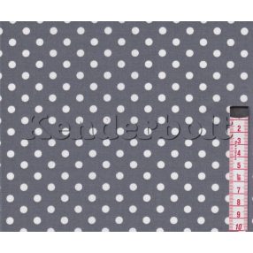 Szürke, sötét (5 mm) pöttyös pamutvászon