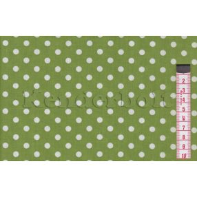 Zöld, levél (5 mm) pöttyös pamutvászon