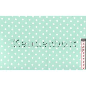 Zöld, menta (világos) (5 mm) pöttyös pamutvászon