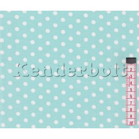 Kék, világostürkiz (6 mm) pöttyös pamutvászon