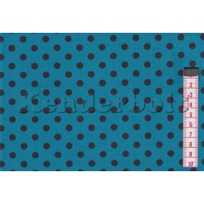 Kék, fekete pöttyel (5 mm) pöttyös pamutvászon