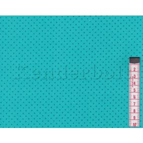   Kék, türkiz (színes pöttyel) (1 mm) pöttyös pamutvászon