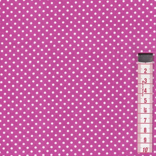 Rózsaszín, fuxia (2 mm) pöttyös pamutvászon