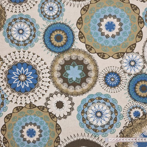 Keki, türkíz mandala dekorszövet