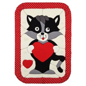 Textil mozaik kézműves egységcsomag - 1030 Cica szívvel