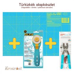 Türkizkék alapkészlet (vágóalátét + körkés + patentozó szerszám)